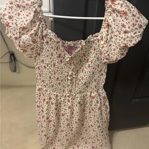 Miami White and Red Floral Kids Dress